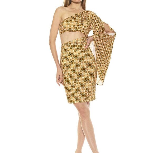 NWT Alexia Admor Reese One Shoulder Cut out Dress Sz L - Picture 2 of 7